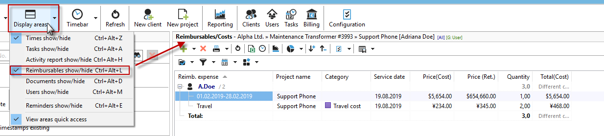 leistungserfassung_ansicht_einblenden